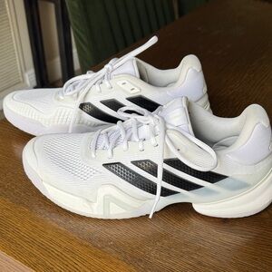 Adidas Baricade White and Black Tennis Shoe. Men’s 12. Like new Worn once.